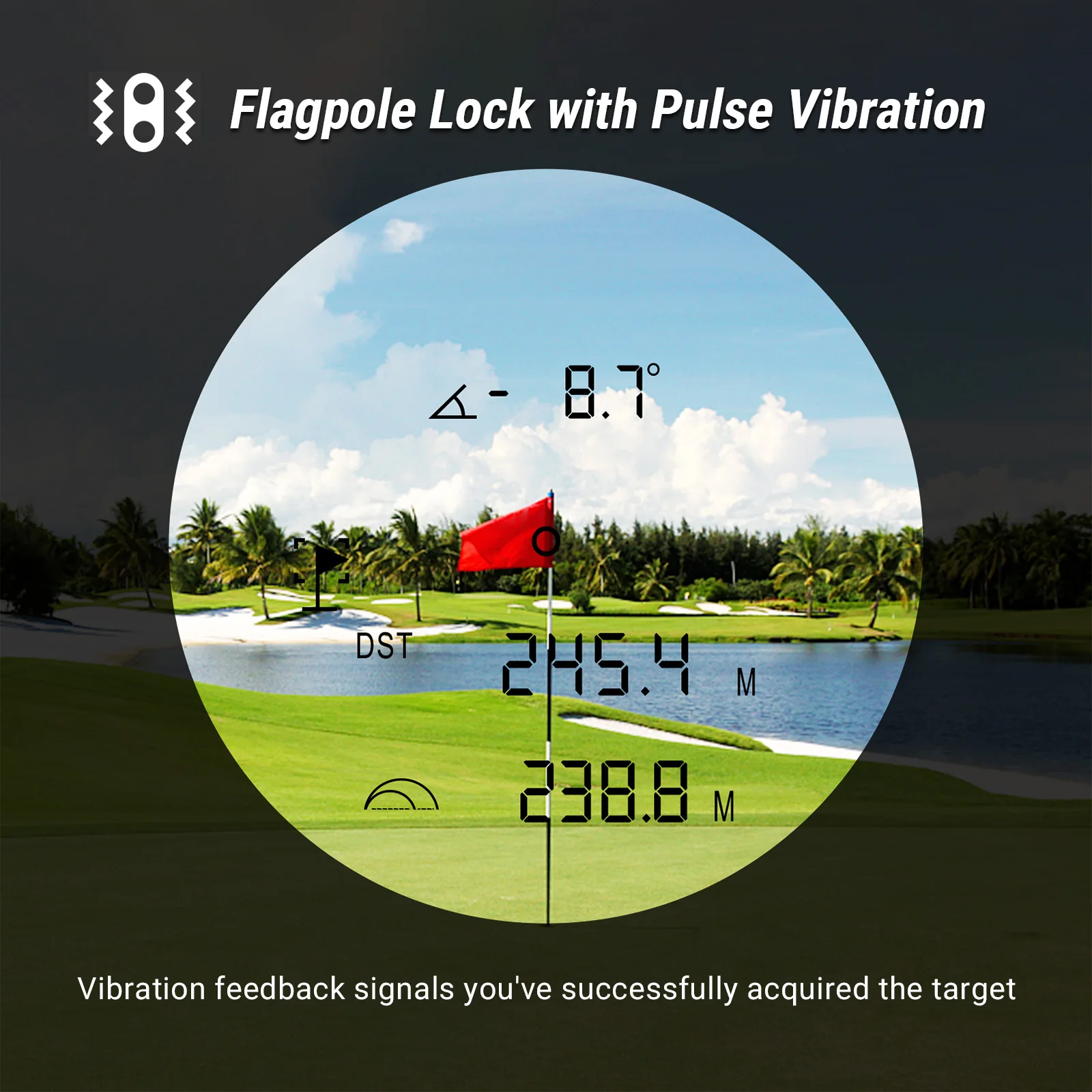 Golf Range Finder with Slope Angle Measurement Height and Speed Function Flagpole Lock Vibration +90&deg;Waterproof 6X