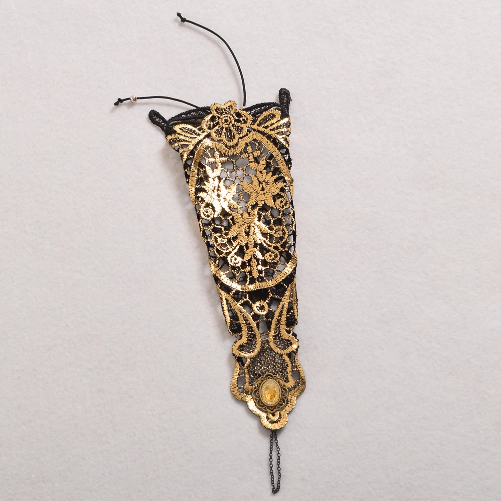 Medieval Golden Lace Gloves Vintage Gothic Queen Cosplay Accessory Victorian Armband Bracer