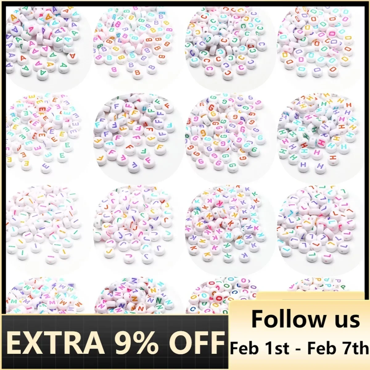 

50pcs/lot 7x4mm Mixed Flat Round Letter Beads Alphabet Spacer Acrylic Beads For Jewelry Making Diy Bracelet Necklace Accessorie