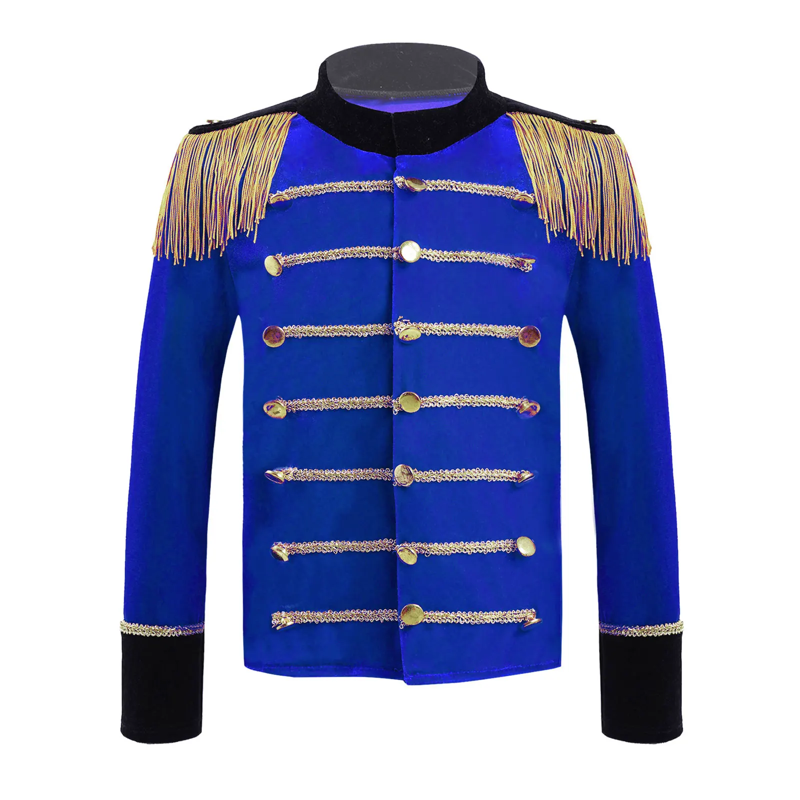 thumbnail image 1 of Disfraz de trompeta y tambor para niños, uniforme de la Guardia de Honor Real, chaqueta de maestro de ceremonias de circo con borlas para niñas y niños, disfraces de Cascanueces para Halloween, 1 of 5