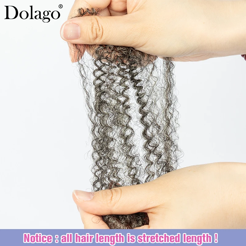 Human Hair Braiding Hair Afro Kinky Curly Bulk Human Hair Micro Locs Bulk For Braiding 4C Salt And Pepper Braids Hair Extensions 5