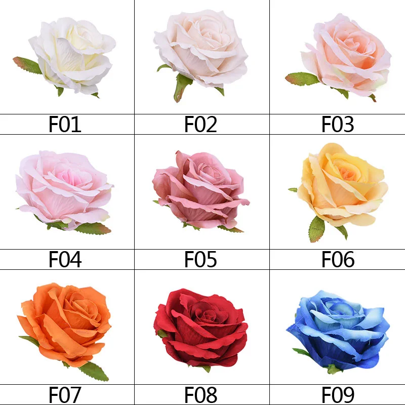 Artificial Flowers Head Silk Rose Flower For Wedding Home Decoration Fake Flowers DIY Wreath Scrapbook Supplies 5/10pcs