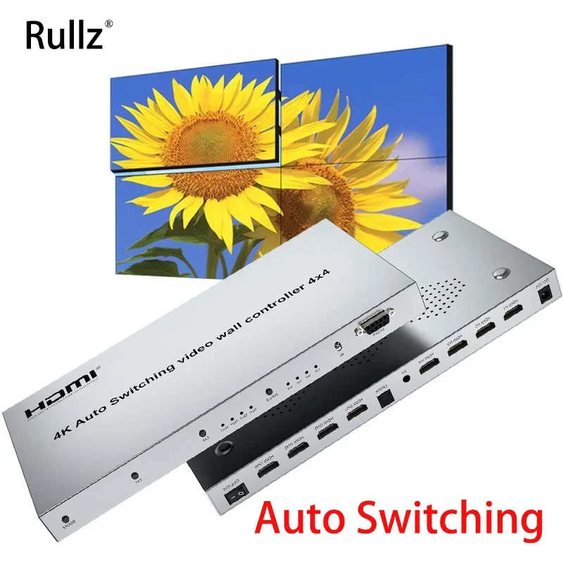 4K 4x4 HDMI 비디오 월 컨트롤러 자동 스위칭 1x2 1x3 1x4 2x2 3x1 4x1 멀티 스크린 모니터 스플라이싱 프로세서 3 4 TV 스플라이서