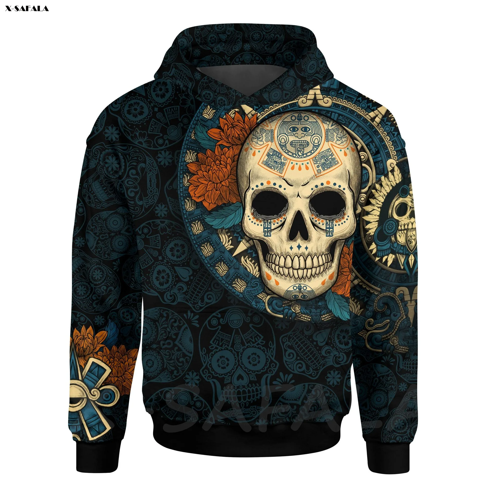 

Aztec Mayan Day of the Dead Sugar Skull Tattoo 3D Printed Hoodie Man Female Zipper Pullover Sweatshirt Streetwear Tracksuits