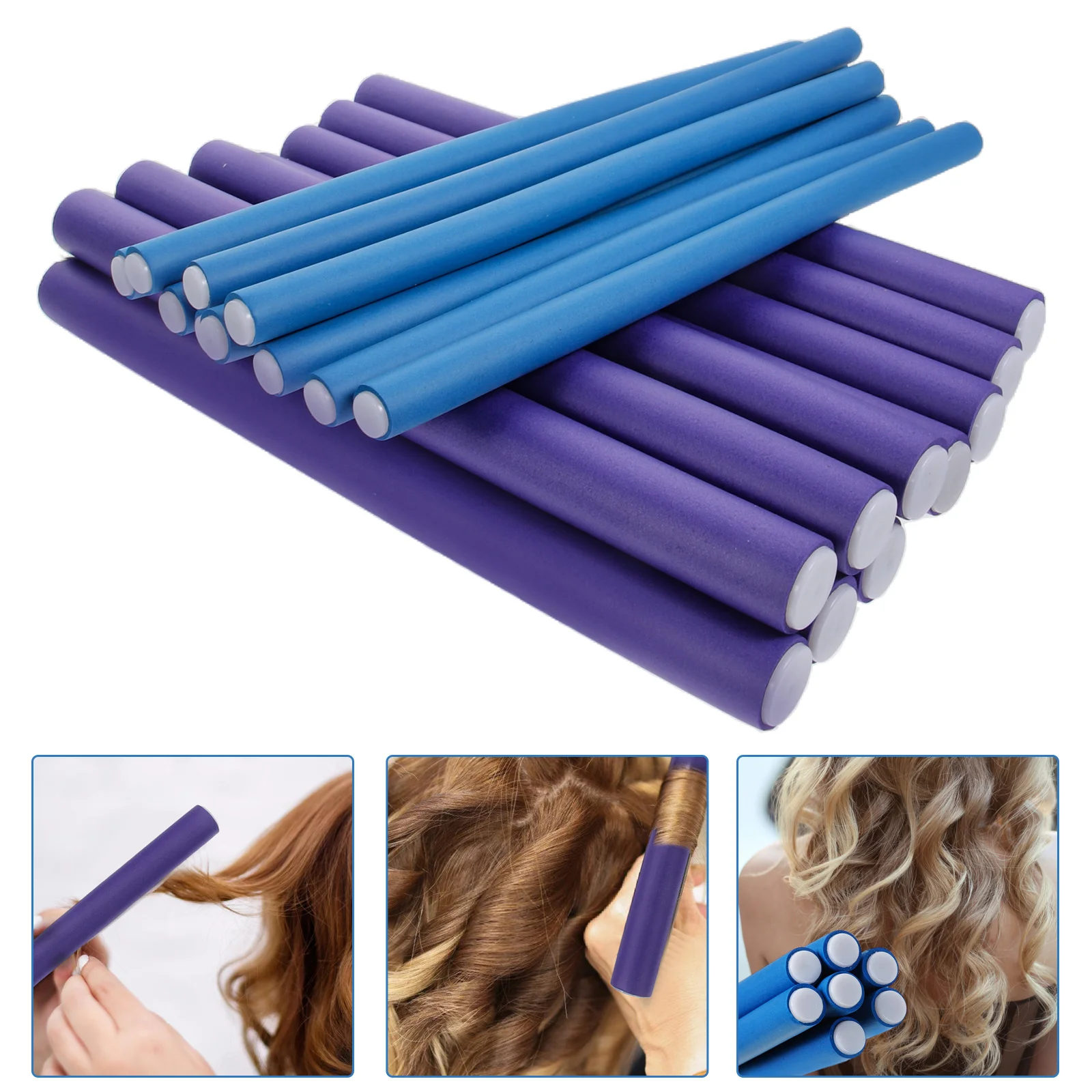 

20 Pcs Curling Iron Perm Rods for Long Curler Rollers Volume Curls No Headband Rubber Wave Short