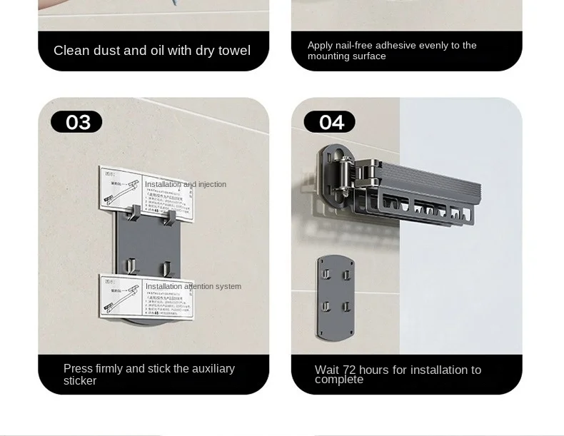 Folding Drying Rack No Punching Wall-mounted Household Multi-functional Indoor Drying Rack Balcony Retractable Invisible Hanger