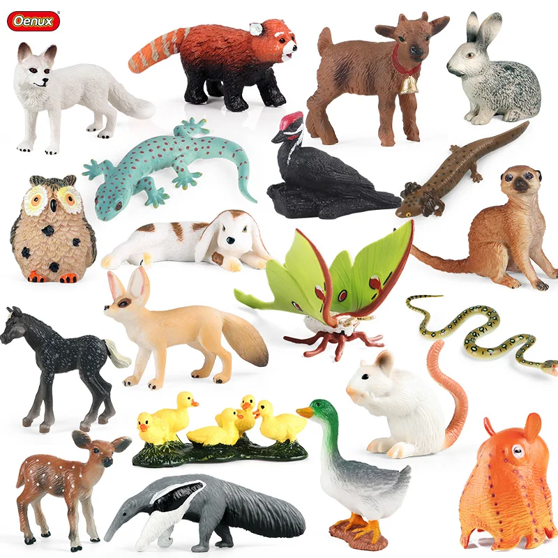 

Oenux Wild Animals Snails Fox Frog Mouse Lizard Owl Bird Model Action Figure Figurines PVC Miniature Cake Toppers Cute Kids Toy