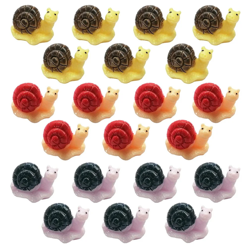 

21 Pcs Models Mini Snail Statue Resin Figurine Outdoor Garden Ornaments Micro Scene