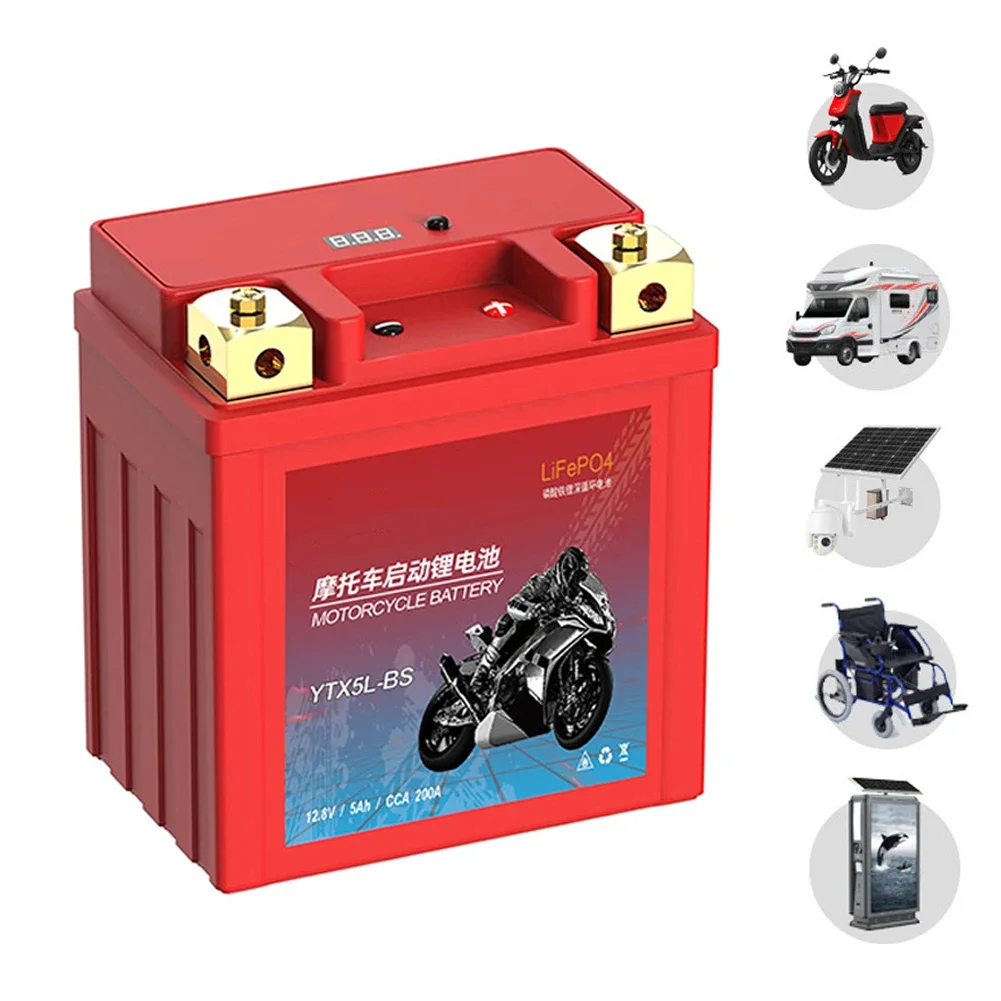 Motorcycle Battery Motorcycle Battery LiFePO4 Scooter Starter 12.8V 5Ah 7Ah 9Ah CCA 200A-400A Built in BMS Lithium Battery Voltage Protection ATV