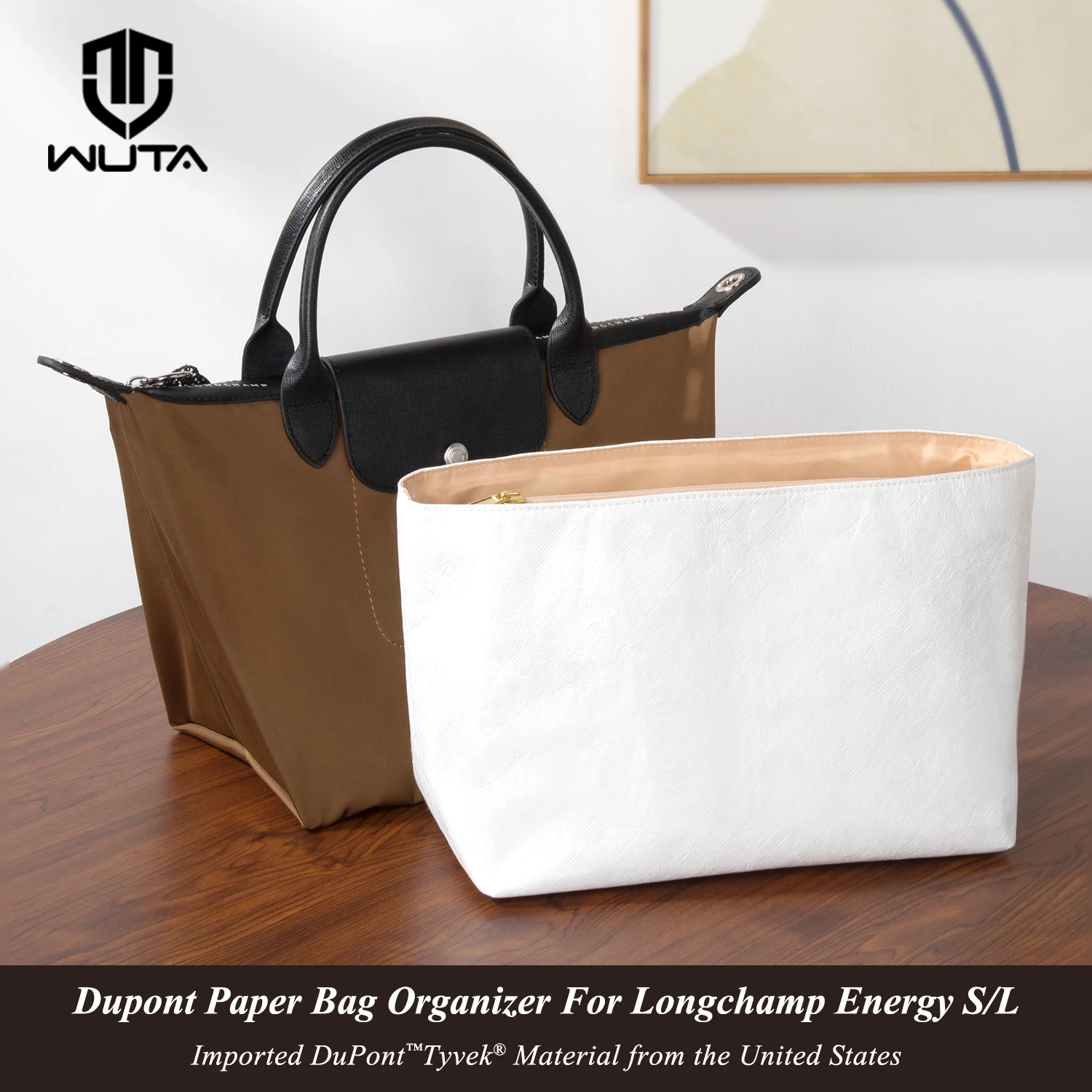 Wuta Bag Organizer For Longchamp Energy Handbag Dupont Paper Inner Bag Travel Portable Purse Insert Makeup Bag Support Shaper