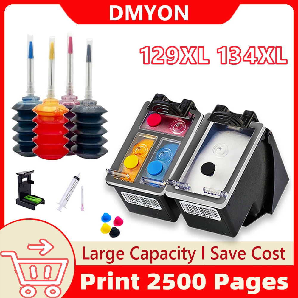 

129XL 134XL Deskjet 6943/6983/5943/D4163 8053/8753/2573/D5063 100/6213/h470 Printer Ink Cartridge Replacement for HP 129 134 XL