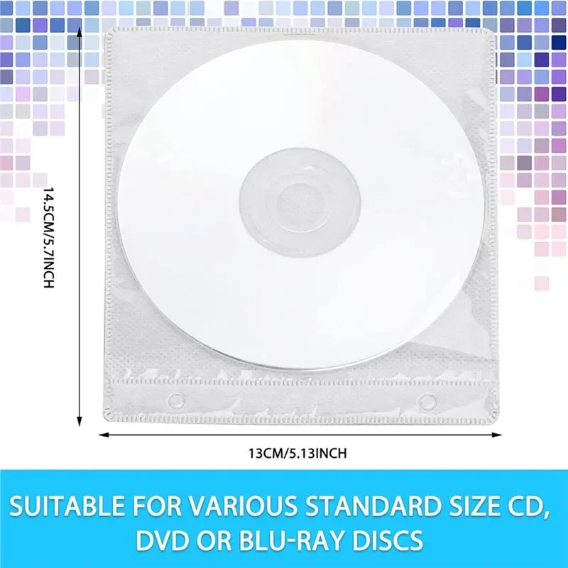 B50C 블랭크 스토리지 바인더 호환 200개 CD 슬리브 DVD 봉투 양면 리필 플라스틱 디스크 홀더 케이스 (보호용)