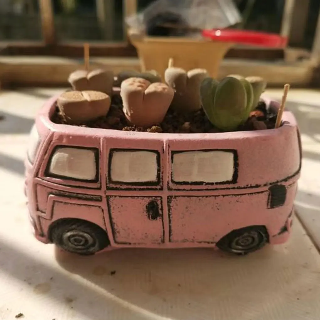 

Cartoon Car Succulent Flowerpot Easy To Maintain Various Colors And Sizes Stylish Small Planter Pots
