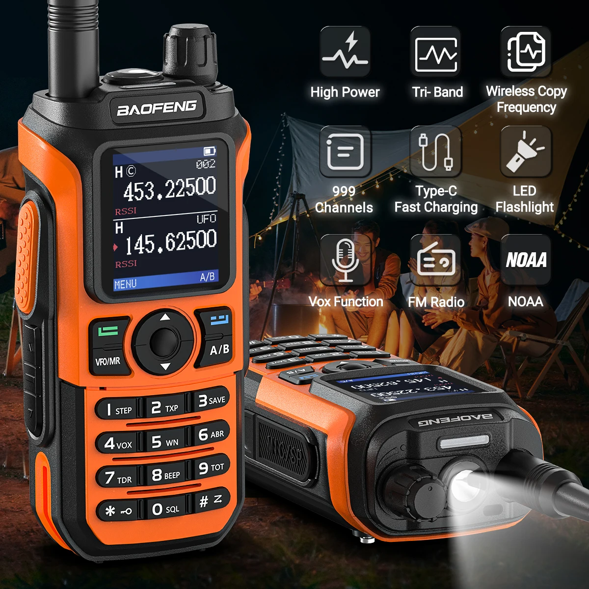 Baofeng UV-21 PRO V2 walkie talkie dlouhé rozsah bezdrátový kopie frekvence type-c nabíječka tri pás sytý vodotěsný dva způsob rádio