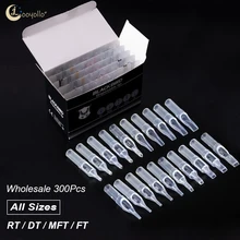 

Wholesale 300Pcs All Sizes Disposable Transparent Plastic Tattoo Nozzle Tips Set RT/DT/FT/MFT Needle Tips Machine Accessories