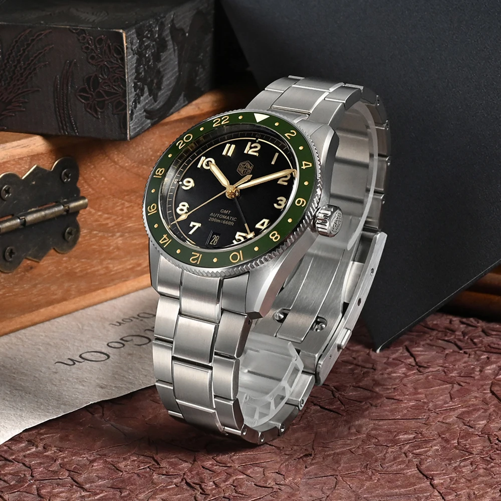 San Martin SN0140W 38mm NH34 GMT Watch Fashion Sports Automatic Mechanical Watches Sapphire Luminous 20 Bar Dive Wristwatch