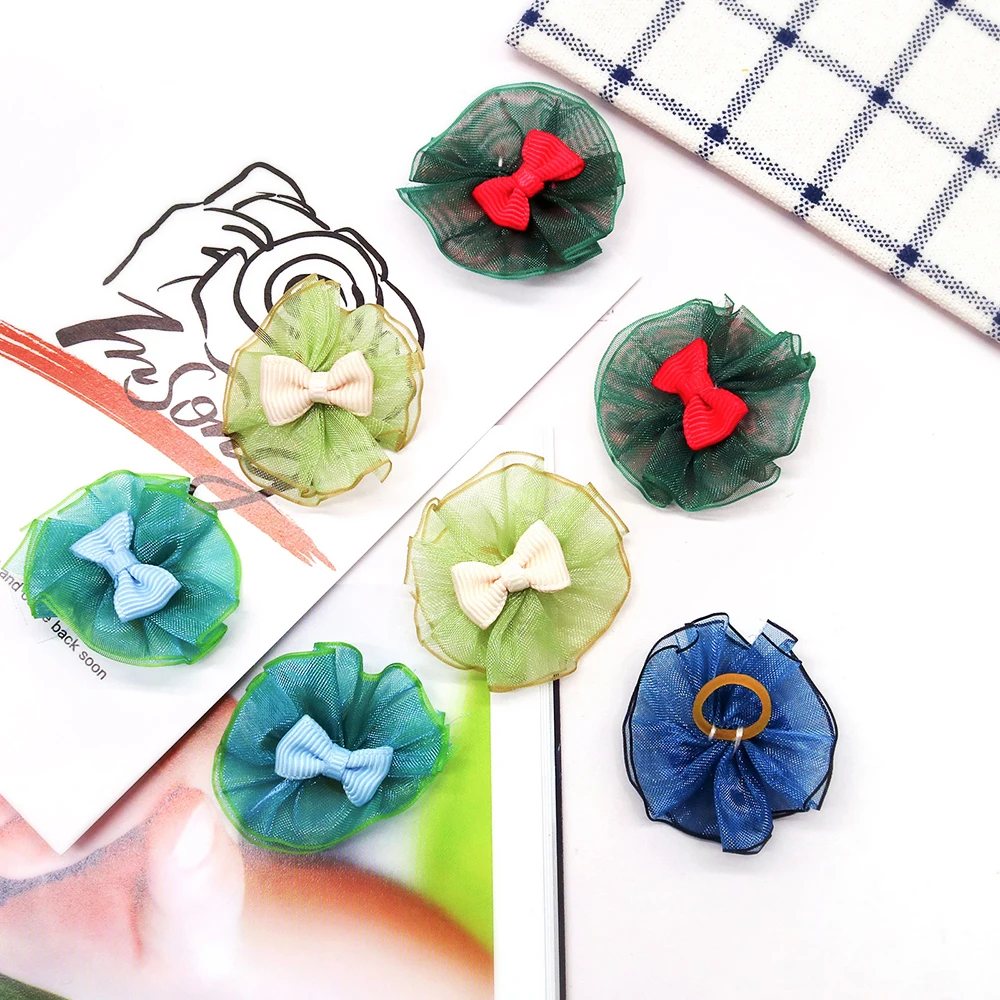 20/30pcs 다채로운 개 강아지 Bowknot 강아지 머리 활 고무 밴드 개 제품에 대 한 개 머리 꽃을 장식 애완 동물 액세서리
