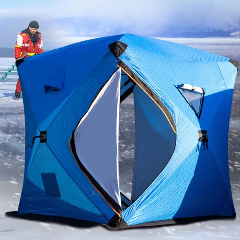 Ice Fishing Tent Warm And Foldable Ice Fishing Tents Fish House With Two  Doors Large Space Fishing Shelter Portable Ice Fishing