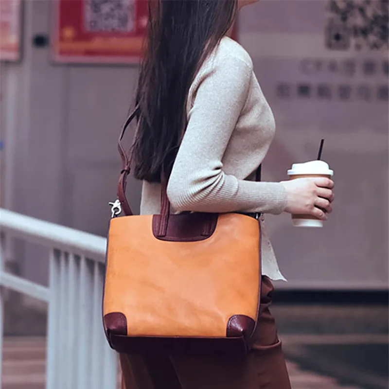 

Fashion vintage luxury organizer genuine leather women handbag designer weekend outdoor soft real cowhide shoulder messenger bag