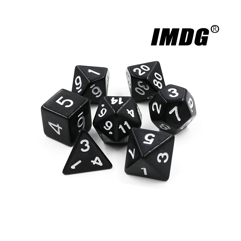 IMDG 7pcs/set RPG Game Dice Polyhedron Acrylic DND Solid Color Multicolor Digital Cubes acrylic dice,game dice,dice set