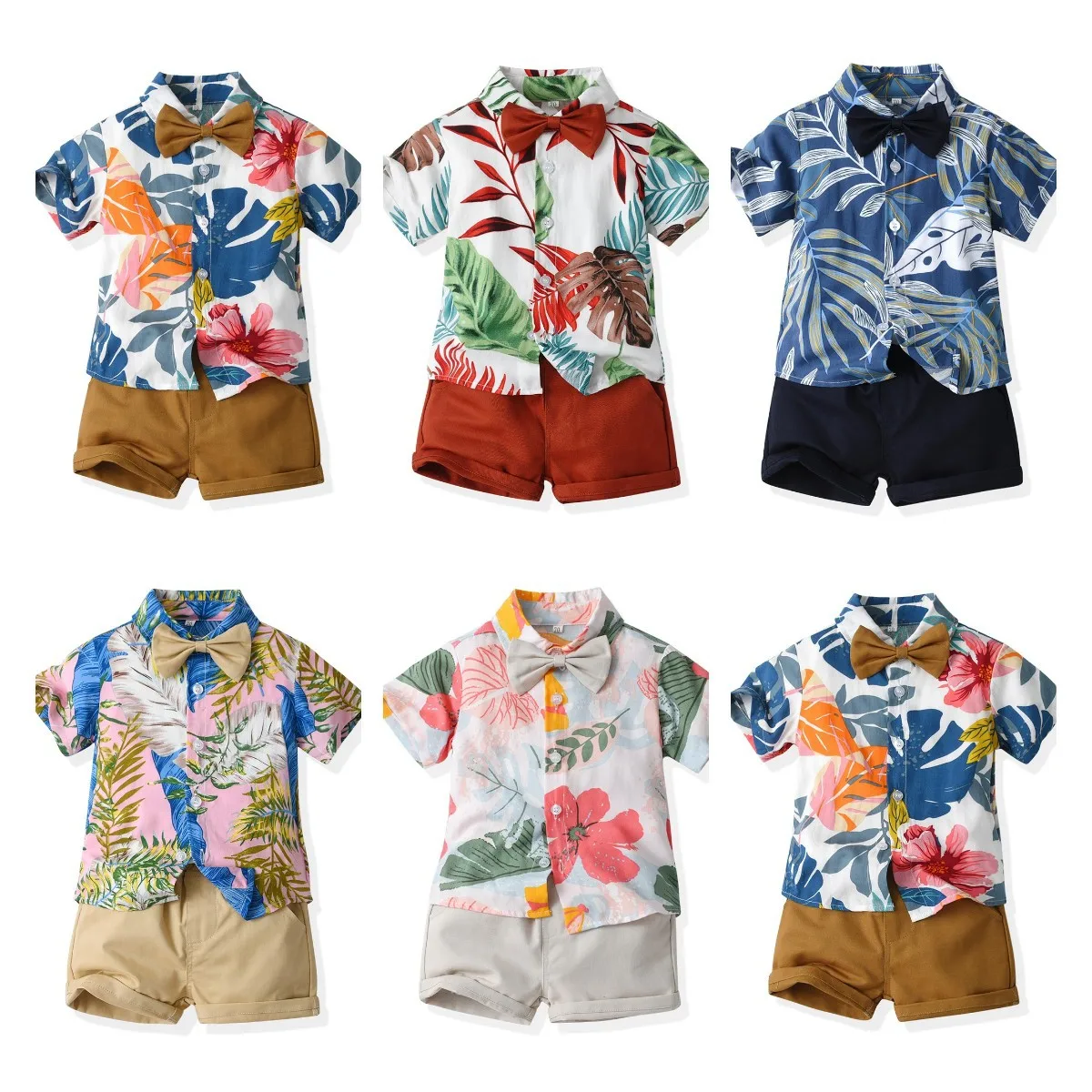 Boys & Girls Unisex Tropical Flower Printed Shirt & Short Co-Ord Set Dusty Pink