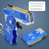 Metal Toy Gun Mini Burst Folding Rubber Band Gun Alloy Model Gun Pendant Outdoor Sports Toy Pistol Keychain for Boys Kids 2