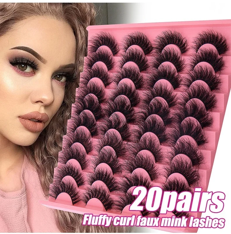 

Multilayer Thick Fluffy 3D Mink False Eyelashes Naturally Soft Delicate Handmade Reusable 20Pairs Fake Lashes Strip