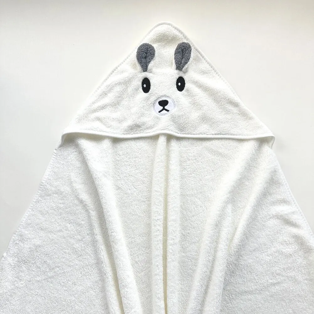 Baby Bathrobe Bath Towel 0-3Y Unisex Flannel Hooded Spa Robe Newborn Cover-Up