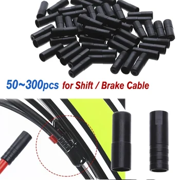 50~300pcs Bicycle Cable End Cap Brake Gear Shift Derailleur Cable Tip Crimp for 5mm 4mm MTB Road Bike Cable Wire End Protector