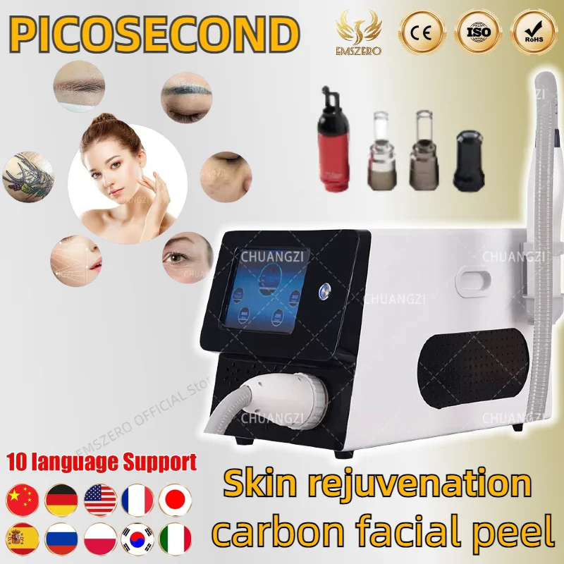 Nueva Máquina Láser de Picosegundos Multifunción con 5 Sondas Reemplazables, Máquina Láser Nd Yag de Picosegundos Portátil para Eliminación de Tatuajes