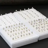 Nice 20 Pairs 2-5mm Ear Studs Earrings Faux for Rhinestone Studs Nose Lip Ear Sticks Chin Ear Needles Jew 2