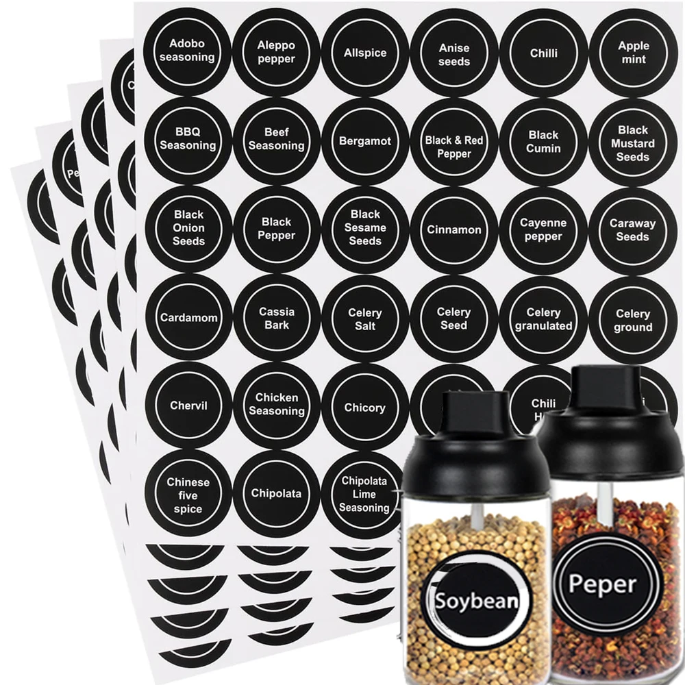 Spice Stickers Kitchen Jar Spice Bottle Labels Waterproof Classification Marks Can Storage Stickers Reuse Blackboard Label Stick
