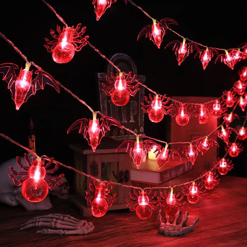 Decorazione Di Halloween Spider Led String Lights Festiva Bat Indoor Atmosphere Room Battery Lights Outdoor Festival Waterproof 267