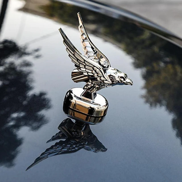 1 badge autocollant 3D en métal pour décoration de voiture - Motif aigle -  Pour voiture - Universel - Accessoires de décoration (argenté/petit)