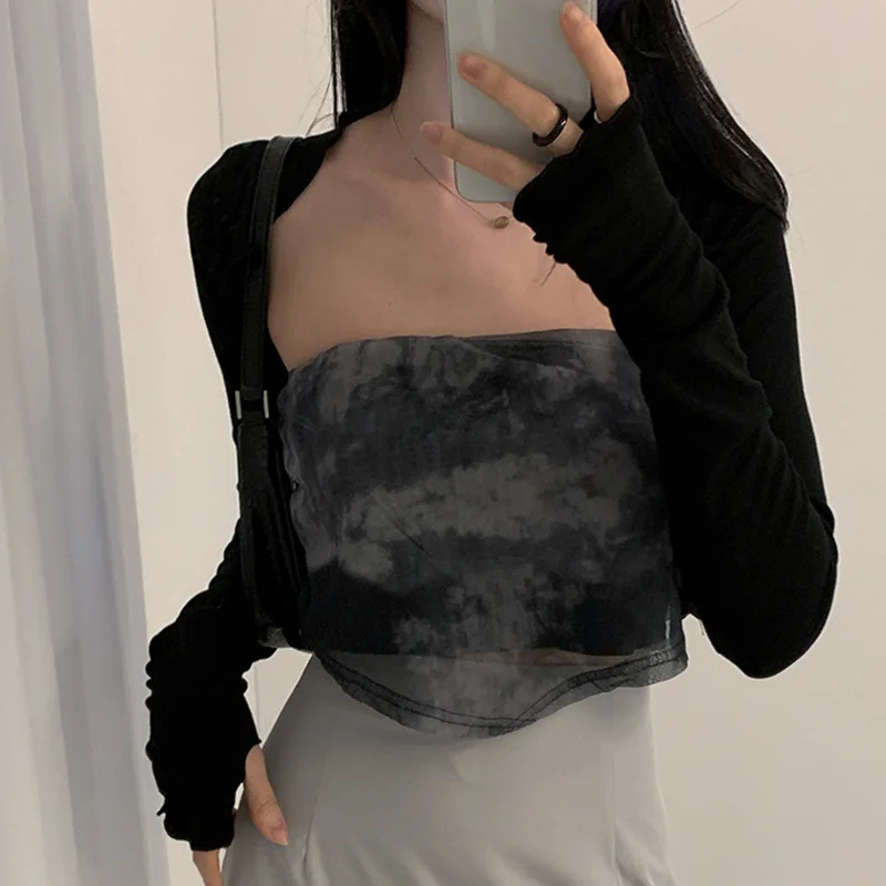 Description Picture 5 of itemWomen Thumbhole Long Sleeve Bolero Shrug Solid Color Open Front Cropped Cardigan Top Bodycon Slim Fit Sunscreen Arm Cover Jacket