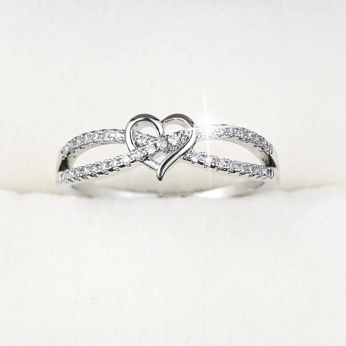 Love Heart Rings For Women Wedding Engagement Rings Crystal Zircon Fashion Jewelry