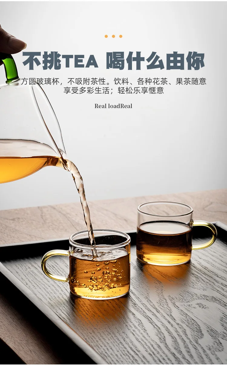 Description Picture 6 of itemTransparent Glass Teacup with Handle, Kung Fu Tea Cup Set, Master, Thick Heat-Resistant with Handle, Green Coffee Wine Glasses