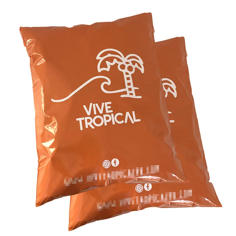 100pcs Waterproof Custom Printed Orange Mailer Mailing Express Self Seal Plastic Packaging Bags 3