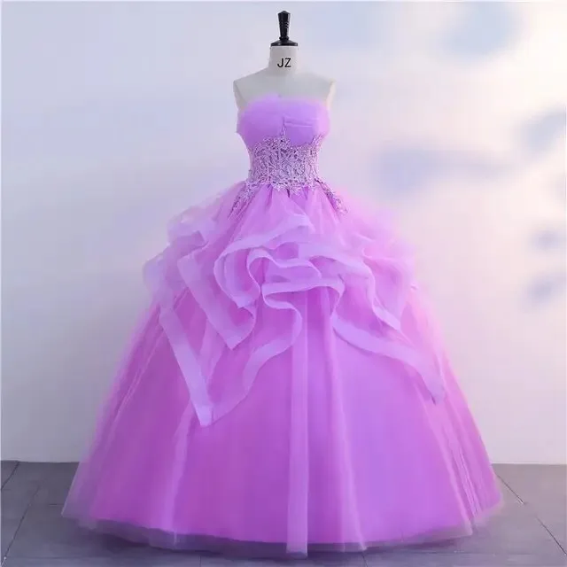 

Party Dress In Stock Quinceanera Dresses Cheap Strapless Sweet Prom Dress Birthday Dress Ball Gown