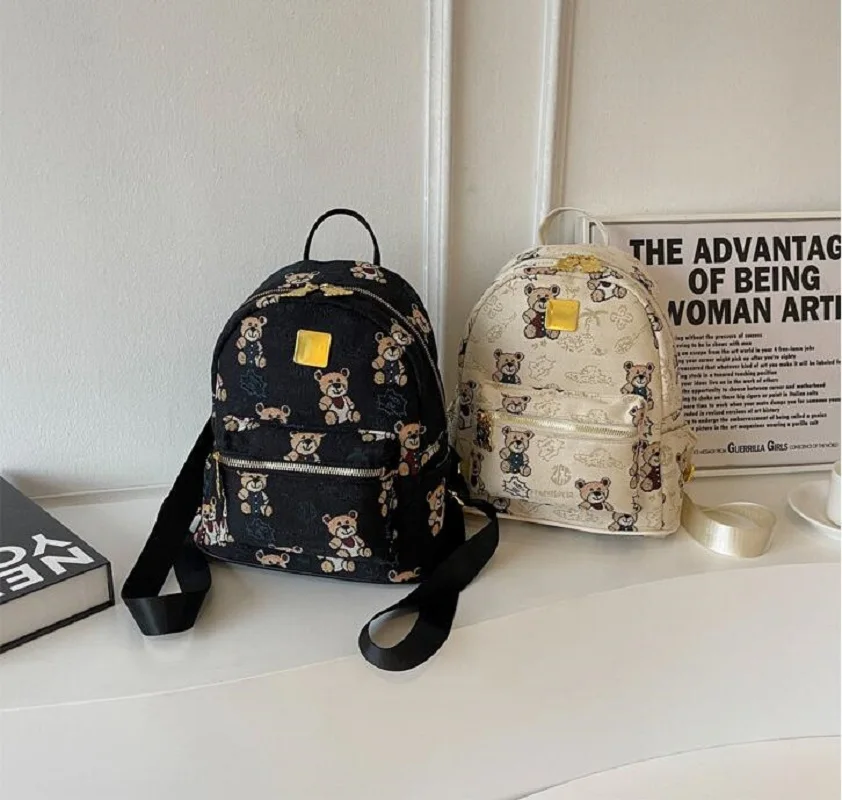 Fashion Cartoon Printing Design Canvas Backpack Women High Capacity Travel Shoulder Bags School Bag For Teenage Girls Backpacks