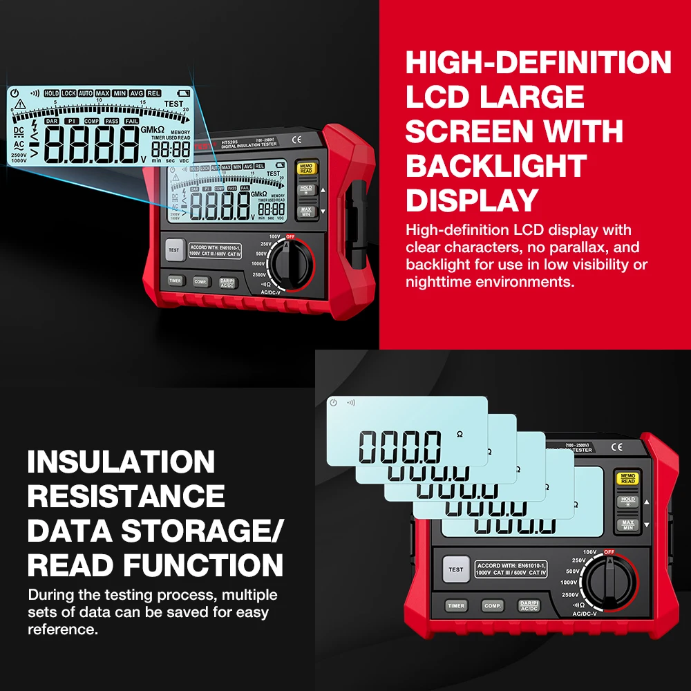 Multifunctional Tester HABOTEST HT5205 Megohmeter Digital Insulation Multimeter 2500V High-Precision Voltmeter Resistance