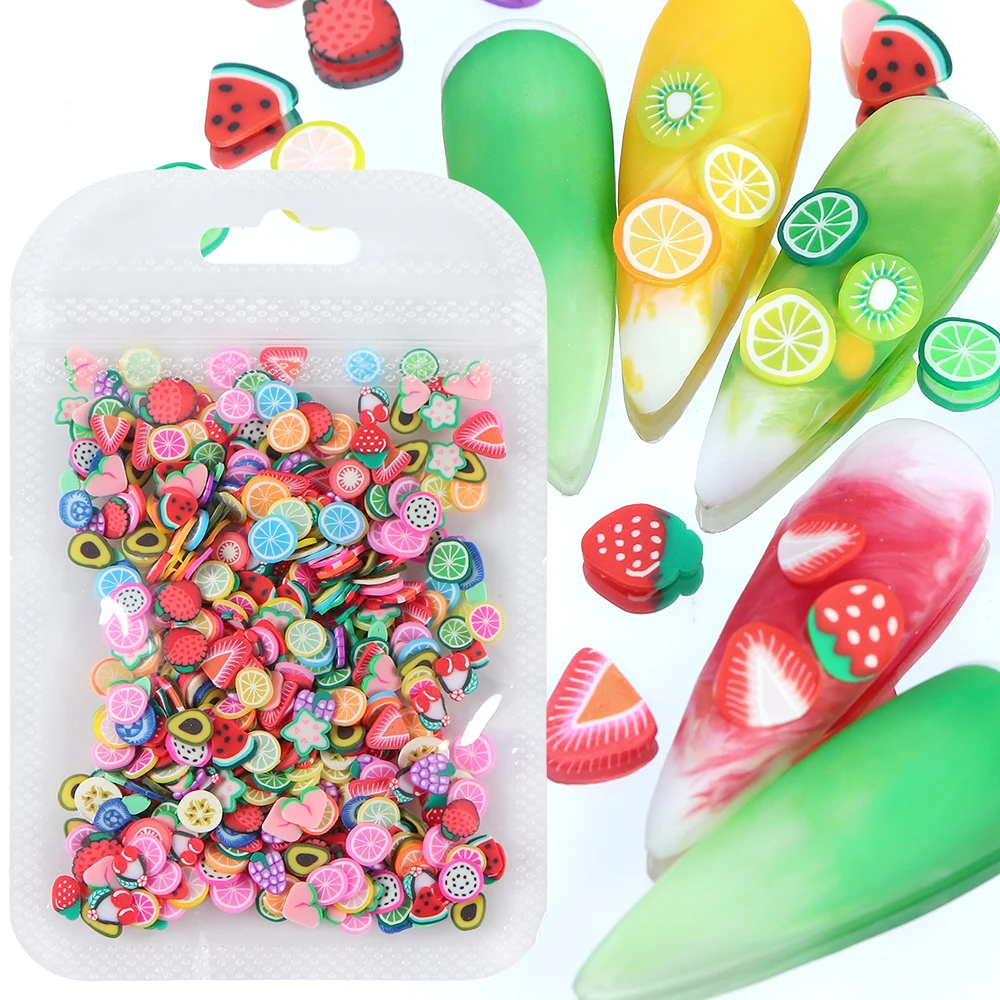 

Fruits Polymer Clay Slices Nail Art Decoration Mixed Color Lemon Strawberry Peach Design DIY Nails Accessories Summer Manicure