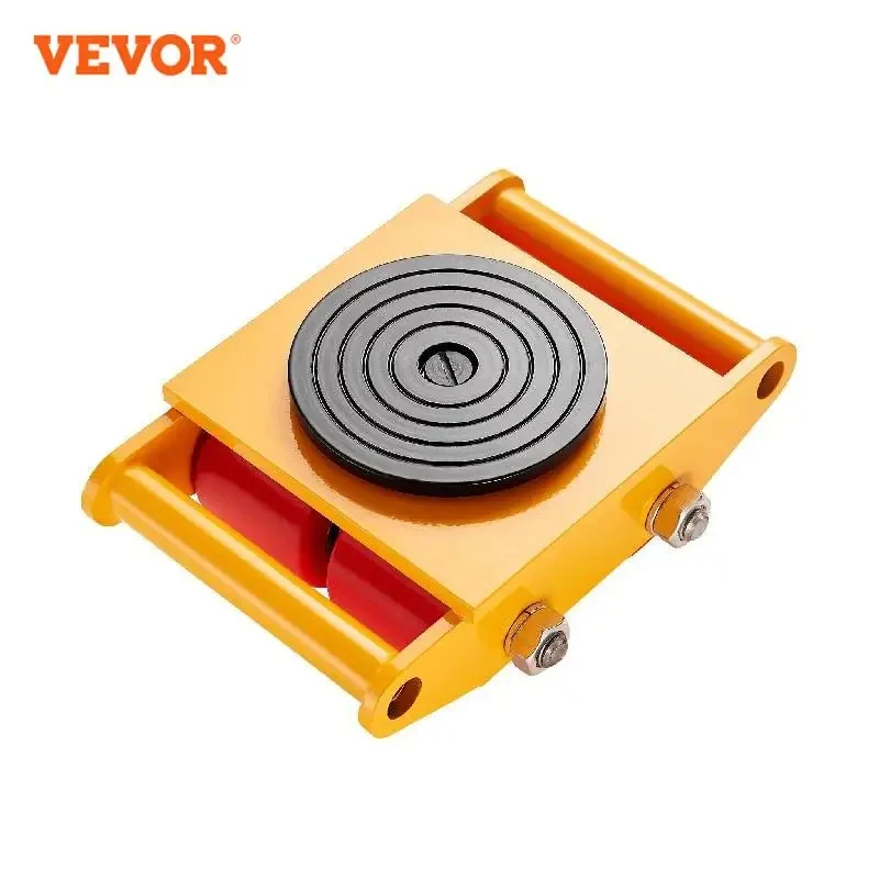 

VEVOR 6T Machinery Skate Dolly Industrial Mover with 4 PU Wheels and 360° Rotation Non-Slip Cap for Warehouse Workshop Factory