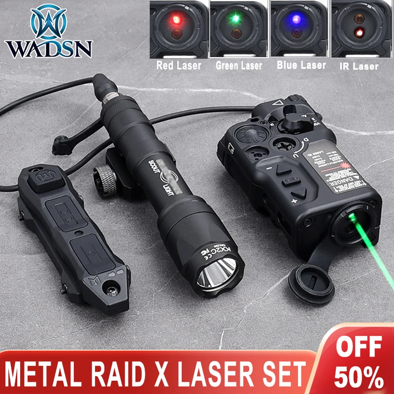 

WADSN Тактический высокомощный металлический лазер RAID X Red Dot Blue IR Strobe SF M600C фонарик с двойной кнопкой Modbutton Fit Mlok Keymod 20 мм Rail
