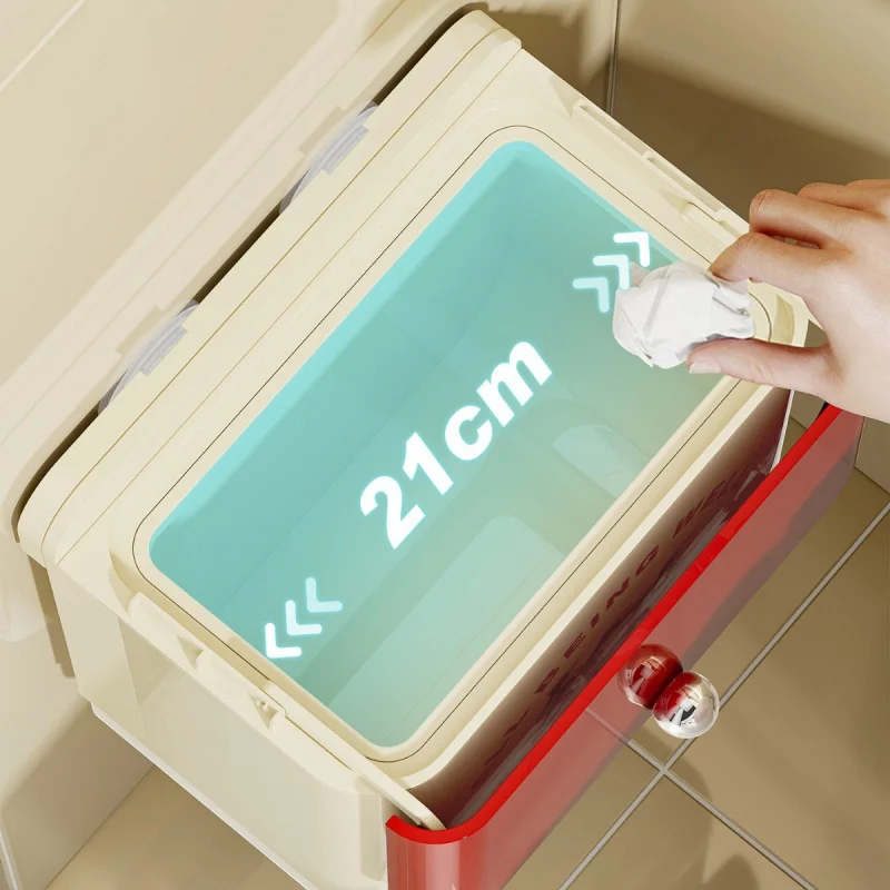 욕실 쓰레기통, 무타공 벽걸이형 뚜껑 포함, 가정용 주방 및 화장실용, 플립탑, 대용량 수납함