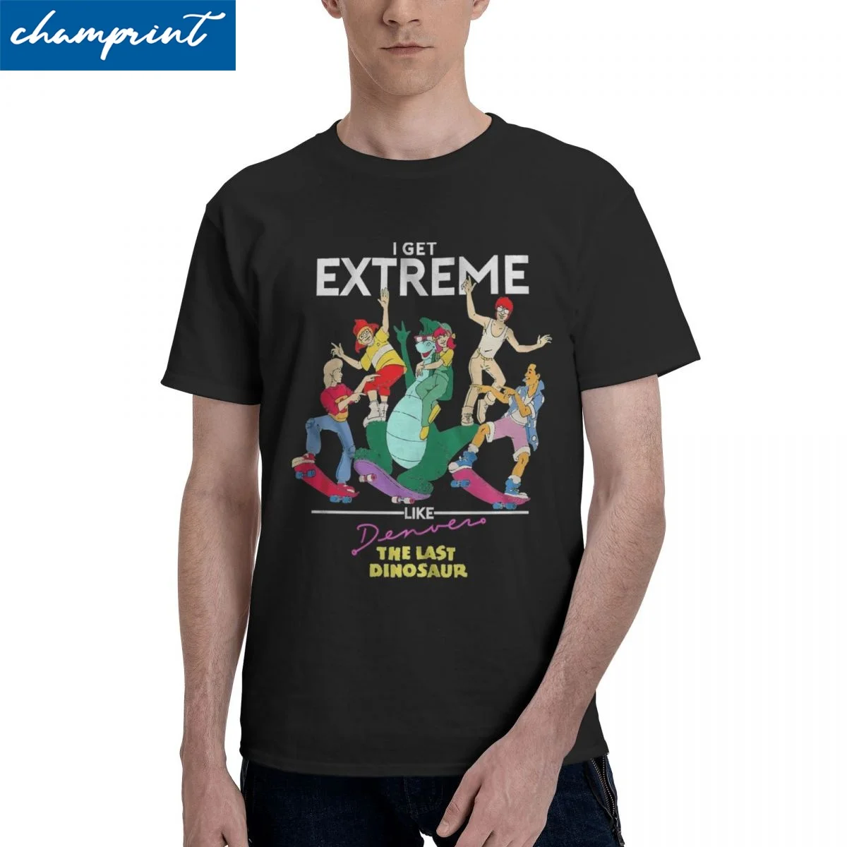 

Футболки с надписью «I Get Extreme Denver The Last Dinosaur» для мужчин и женщин, топы из чистого хлопка, необычные футболки с коротким рукавом