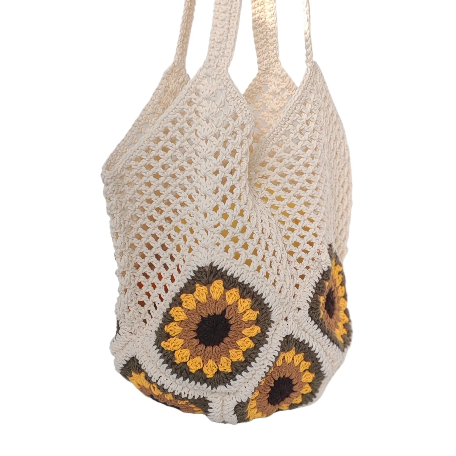 Crochet Sunflower Tote Bag for Women Boho Shoulder Bag with High-Quality Lining & Magnetic Snap Closure Summer Beach Bag Daily C - Image 2
