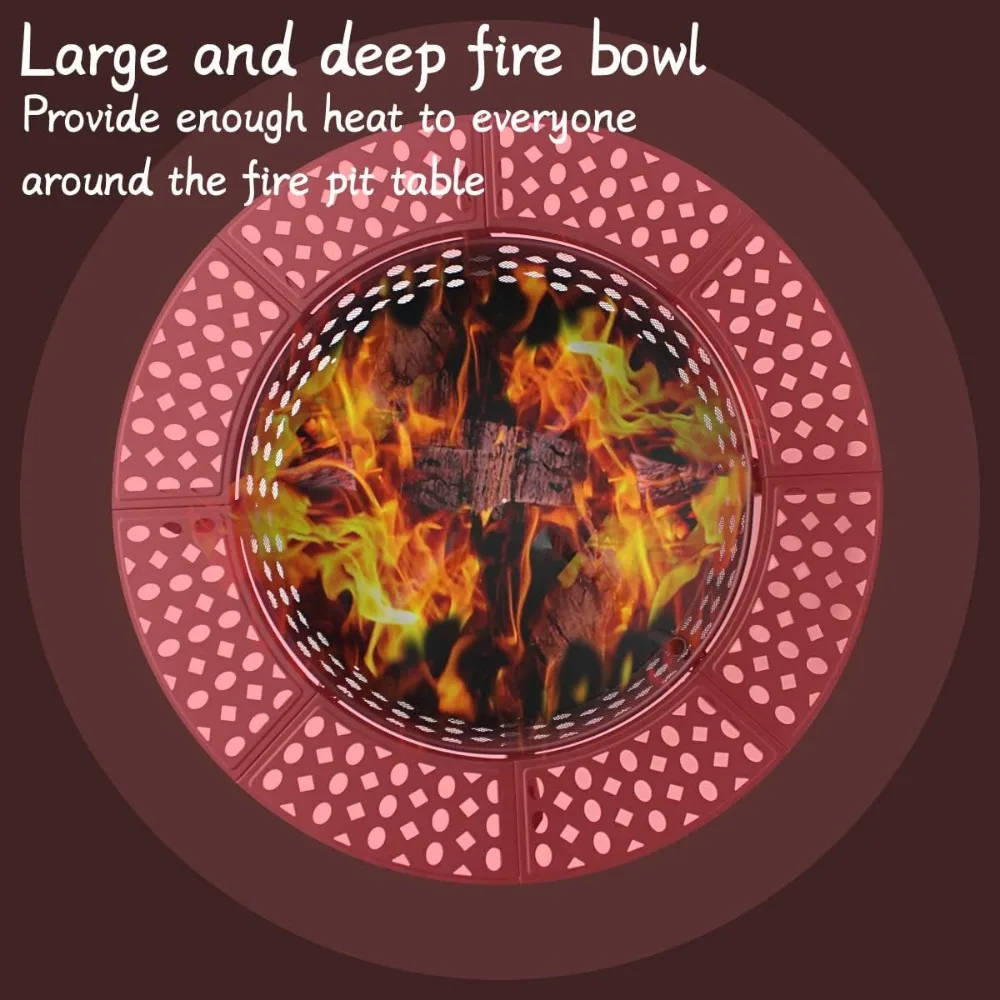 Description Picture 5 of item36 Inch Fire Pit with 2 Grills, Wood Burning Fire Pits for Outside with Lid, Poker and Round Waterproof Cover, BBQ& Outdoor Fire