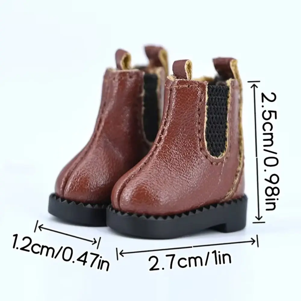 1pair Pretend Play Ob11 Doll High Top Shoes Casual Shoes Cute Outfit Doll Leather Shoes Boots Black Brown Handmade
