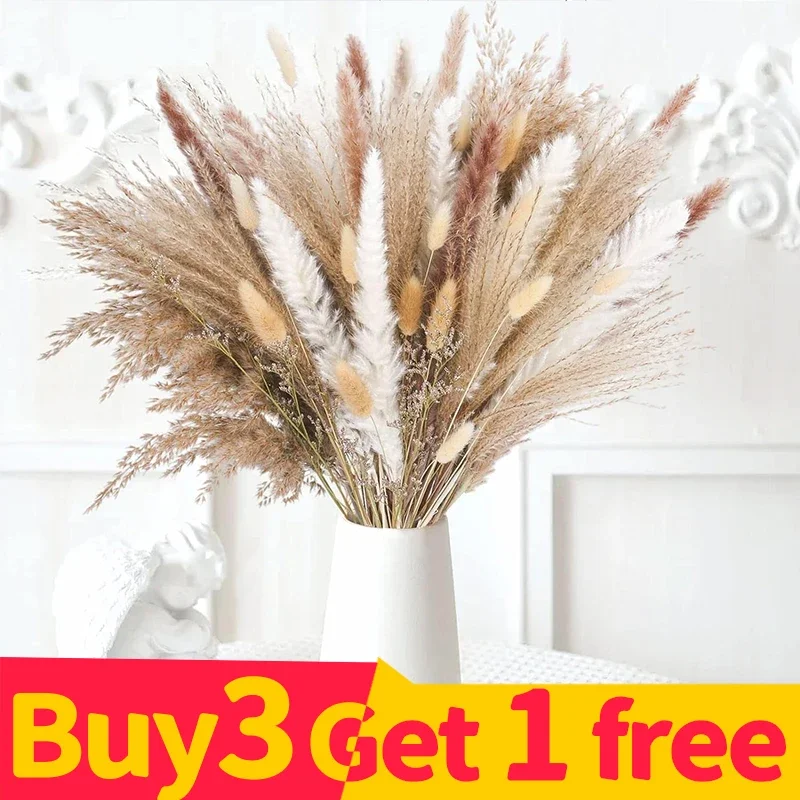 

Buy 3 Get 1 Free Natural Phragmites Dried Flowers Bouquet Pampas Grass Decoration Fluffy Wedding Arrangement Decoration